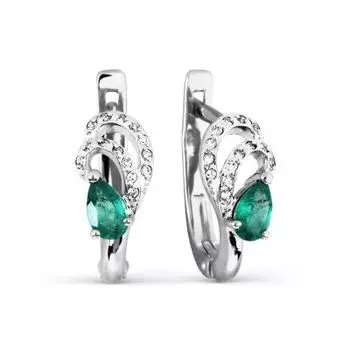 Серьги с изумрудами и бриллиантами Линии Любви