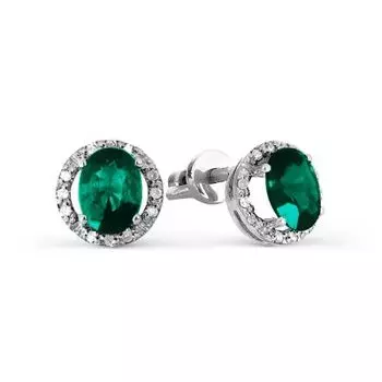 Серьги с изумрудами и бриллиантами Линии Любви
