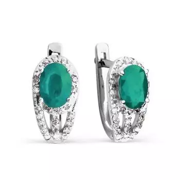 Серьги с изумрудами и бриллиантами Линии Любви