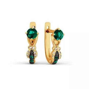Серьги с изумрудами и бриллиантами Линии Любви