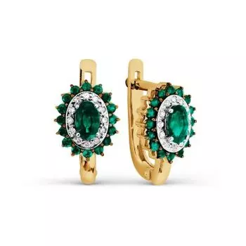 Серьги с изумрудами и бриллиантами Линии Любви