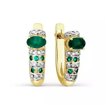 Серьги с изумрудами и бриллиантами Линии Любви