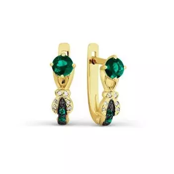 Серьги с изумрудами и бриллиантами Линии Любви