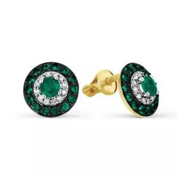 Серьги с изумрудами и бриллиантами Линии Любви