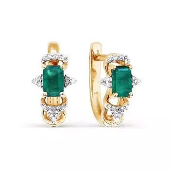 Серьги с изумрудами и бриллиантами Линии Любви