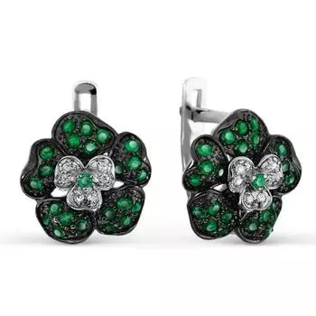 Серьги с изумрудами и бриллиантами Линии Любви