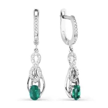 Серьги с изумрудами и бриллиантами Линии Любви