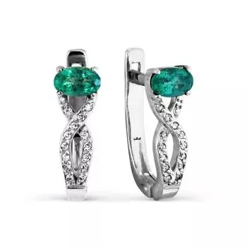 Серьги с изумрудами и бриллиантами Линии Любви