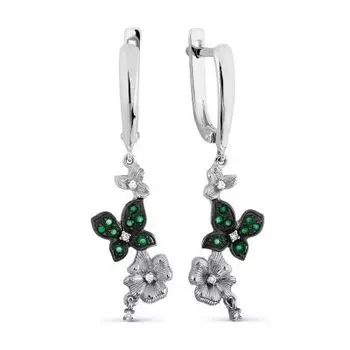 Серьги с изумрудами и бриллиантами Линии Любви