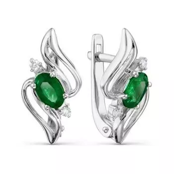 Серьги с изумрудами и бриллиантами Линии Любви
