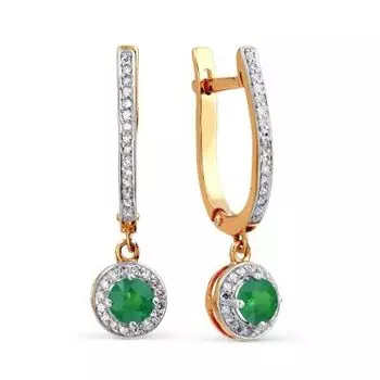 Серьги с изумрудами и бриллиантами Линии Любви