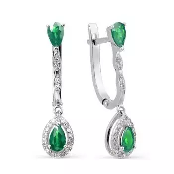 Серьги с изумрудами и бриллиантами Линии Любви