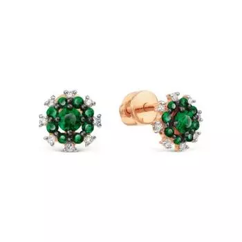 Серьги с изумрудами и бриллиантами Линии Любви