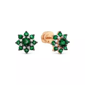 Серьги с изумрудами и бриллиантами Линии Любви