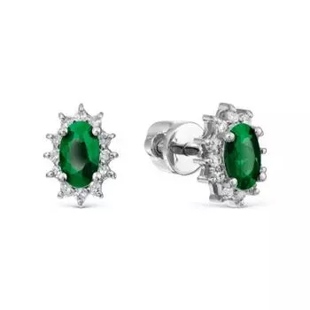 Серьги с изумрудами и бриллиантами Линии Любви