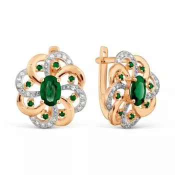 Серьги с изумрудами и бриллиантами Линии Любви