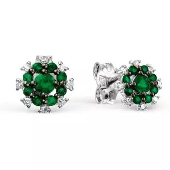 Серьги с изумрудами и бриллиантами Линии Любви