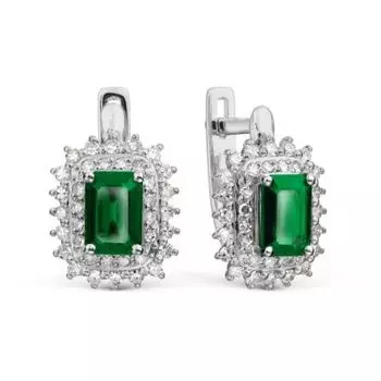 Серьги с изумрудами и бриллиантами Линии Любви