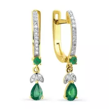Серьги с изумрудами и бриллиантами Линии Любви