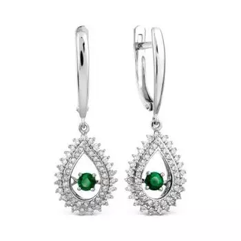 Серьги с изумрудами и бриллиантами Линии Любви