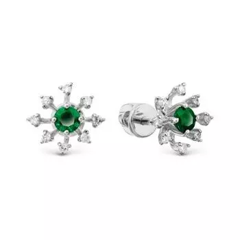 Серьги с изумрудами и бриллиантами Линии Любви