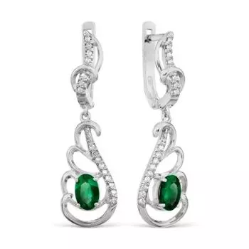 Серьги с изумрудами и бриллиантами Линии Любви