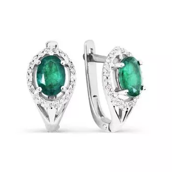 Серьги с изумрудами и бриллиантами Линии Любви