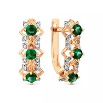 Серьги с изумрудами и бриллиантами Линии Любви
