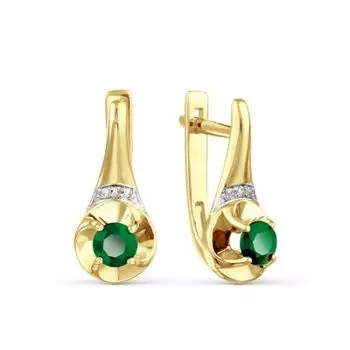 Серьги с изумрудами и бриллиантами Линии Любви