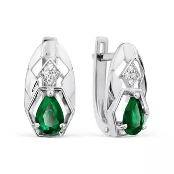 Серьги с изумрудами и бриллиантами Линии Любви