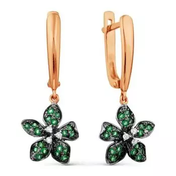 Серьги с изумрудами и бриллиантами Линии Любви