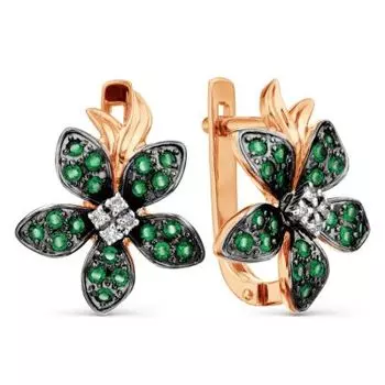 Серьги с изумрудами и бриллиантами Линии Любви