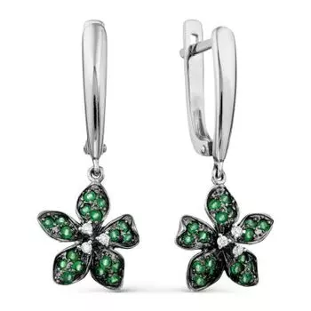 Серьги с изумрудами и бриллиантами Линии Любви