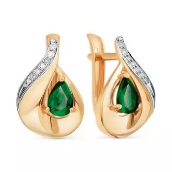 Серьги с изумрудами и бриллиантами Линии Любви