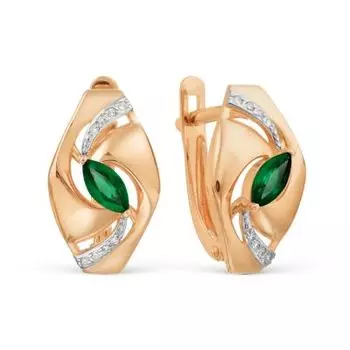 Серьги с изумрудами и бриллиантами Линии Любви