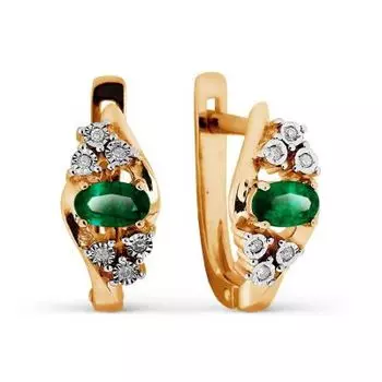 Серьги с изумрудами и бриллиантами Линии Любви