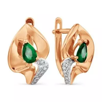 Серьги с изумрудами и бриллиантами Линии Любви