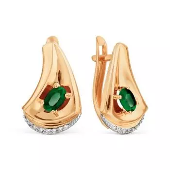 Серьги с изумрудами и бриллиантами Линии Любви