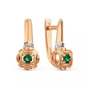 Серьги с изумрудами и бриллиантами Линии Любви
