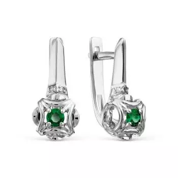 Серьги с изумрудами и бриллиантами Линии Любви