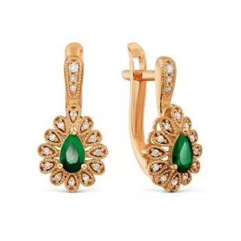 Серьги с изумрудами и бриллиантами Линии Любви