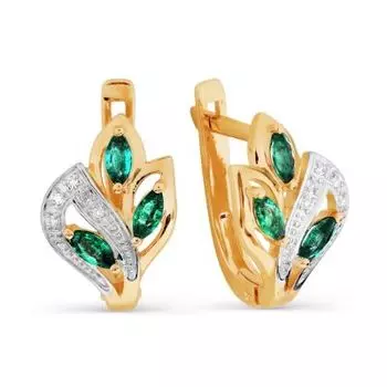 Серьги с изумрудами и бриллиантами Линии Любви