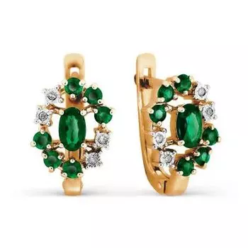 Серьги с изумрудами и бриллиантами Линии Любви