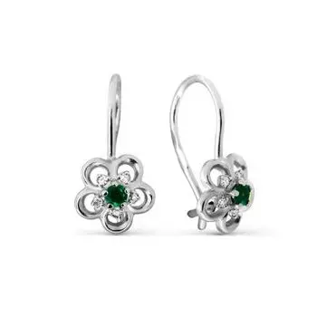 Серьги с изумрудами и бриллиантами Линии Любви