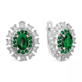 Серьги с изумрудами и бриллиантами Линии Любви