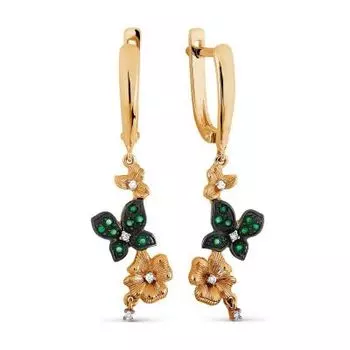 Серьги с изумрудами и бриллиантами Линии Любви