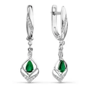 Серьги с изумрудами и бриллиантами Линии Любви