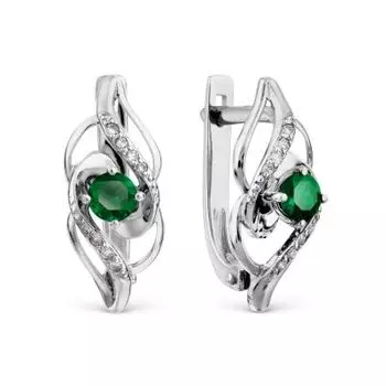 Серьги с изумрудами и бриллиантами Линии Любви