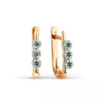 Серьги с изумрудами и бриллиантами Линии Любви
