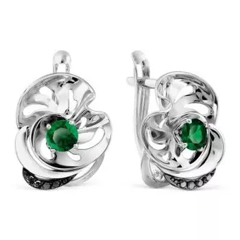 Серьги с изумрудами и бриллиантами Линии Любви